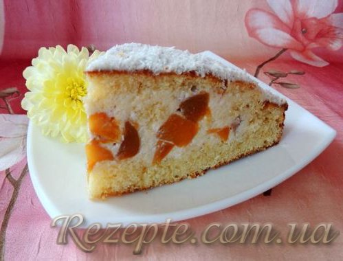 Бисквитный пирог с персиками