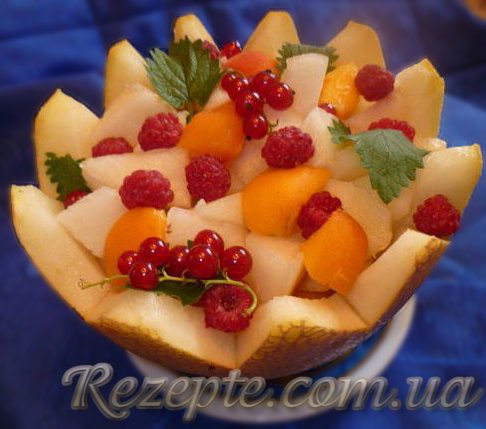 Десерт Дыня с персиками