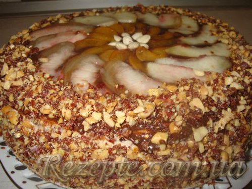 Торт БИСКВИТНО-ШОКОЛАДНЫЙ с персиками и абрикосами